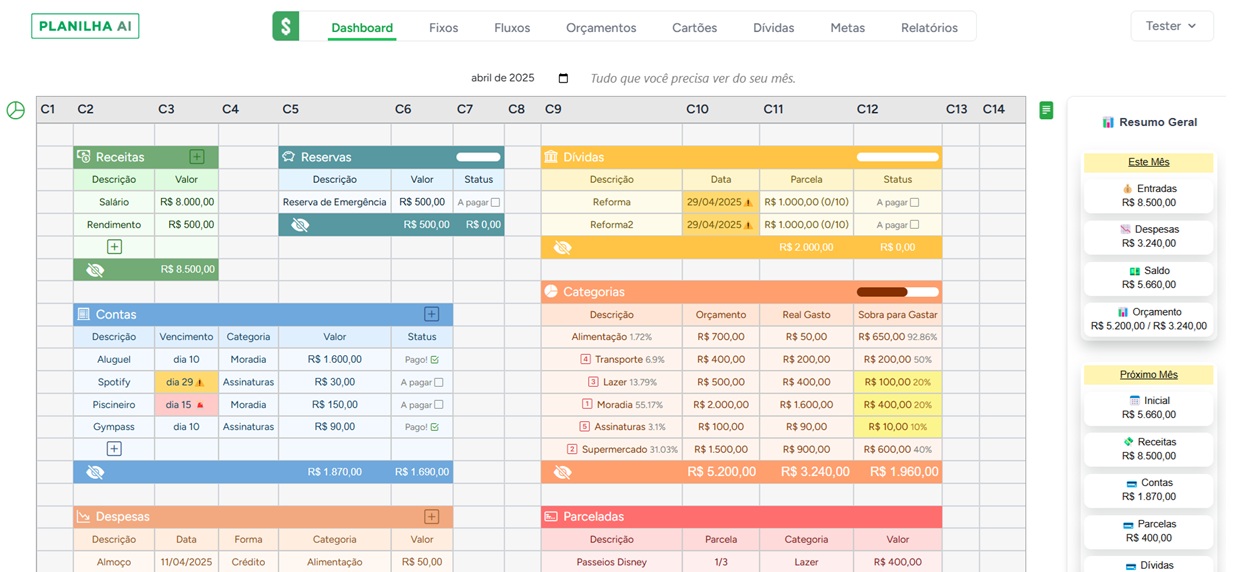 Dashboard de Finanças